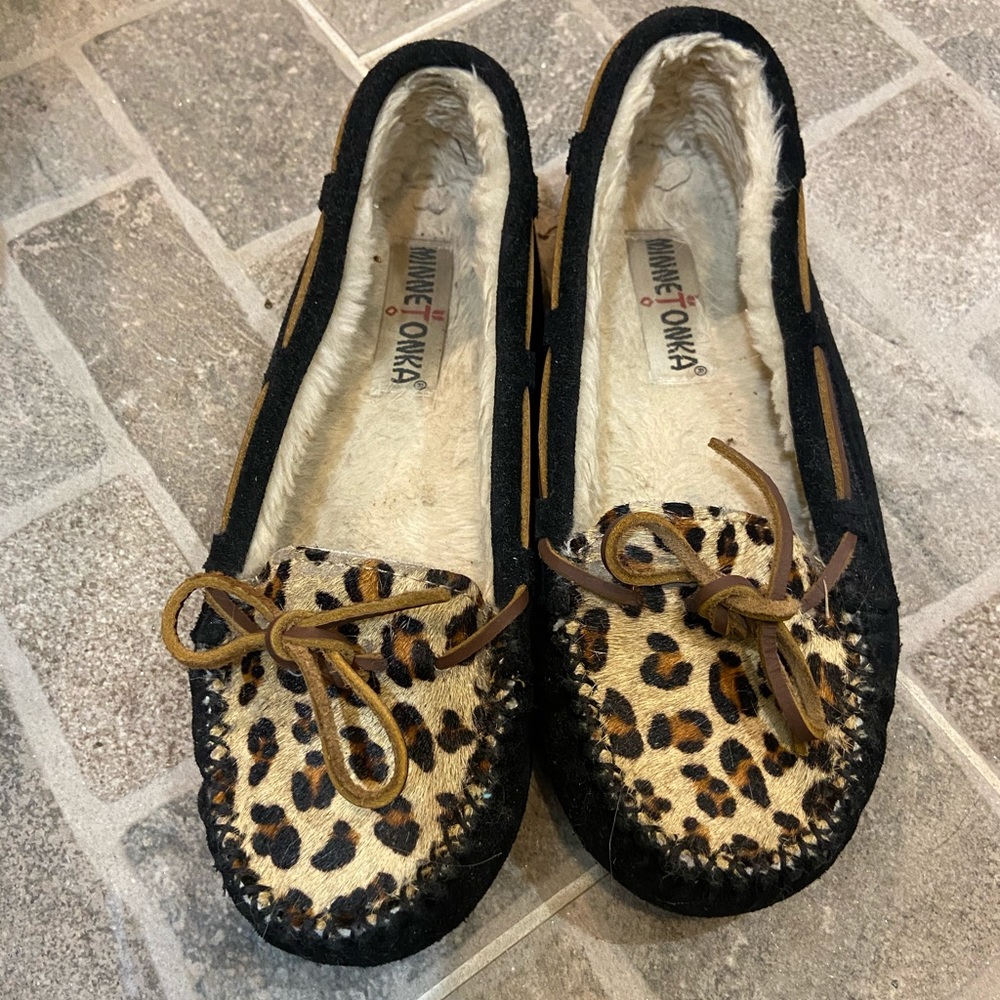 Minnetonka leopard moccasins